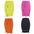 New summer 2020 slim fitting sexy ripped hot denim skirts candy colors for women